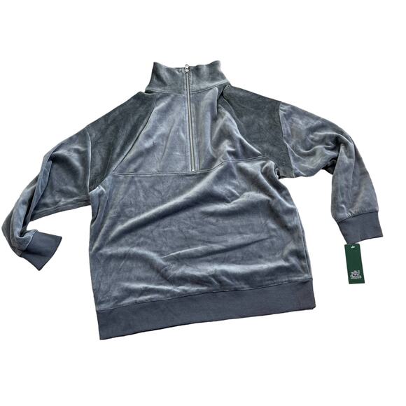 Wild Fable Women's Gray Velour Quarter Zip Tunic Sweatshirt - Size Medium - NWT - Picture 1 of 6